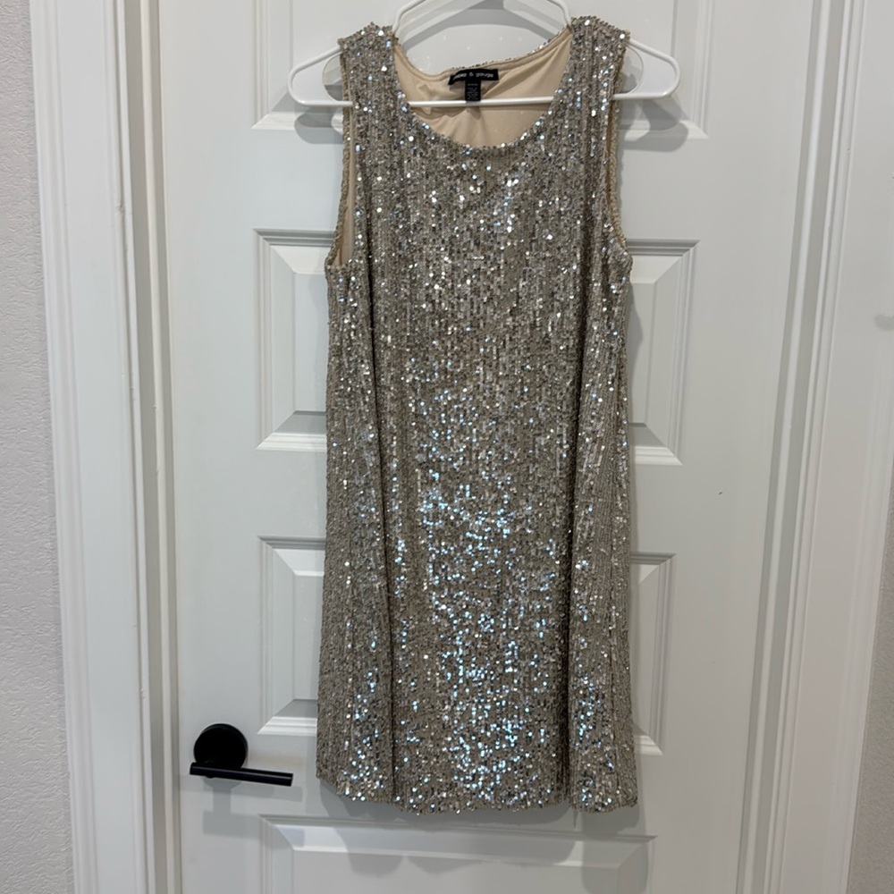 Silver sequin tank dress.  Medium